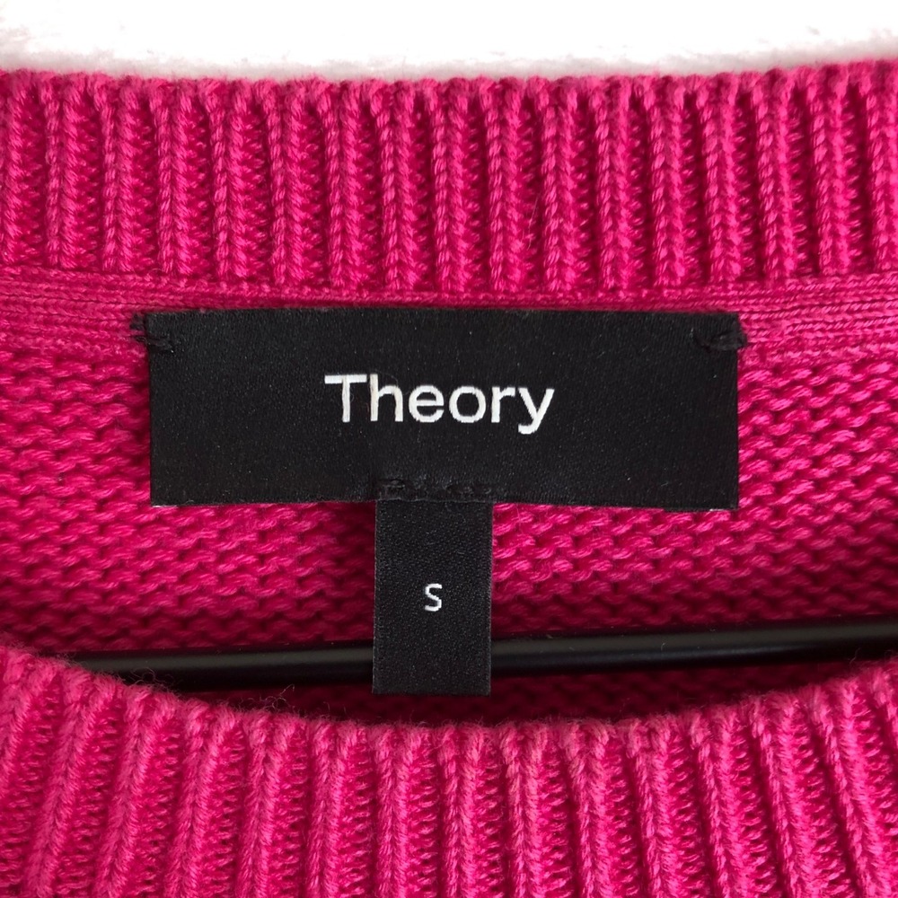 THEORY Cotton Cashmere Blend Crew Neck Sweater Women's S Magenta Pink L/S Casual - Picture 4 of 9